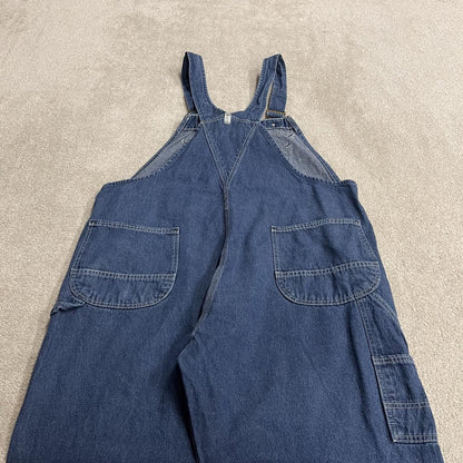 Vintage y2k denim dungarees loose blue W46L28 Key workwear bib brace overalls