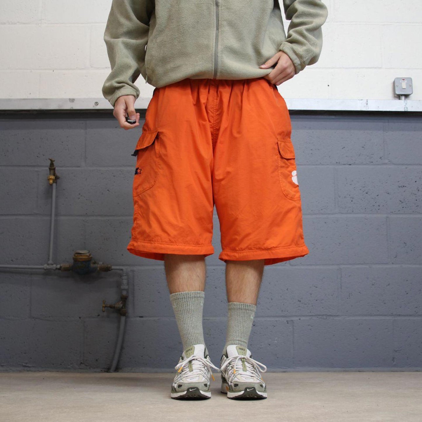 Baggy Starter trackies 2XL orange loose y2k detachable leg tracksuit bottoms convertible shorts