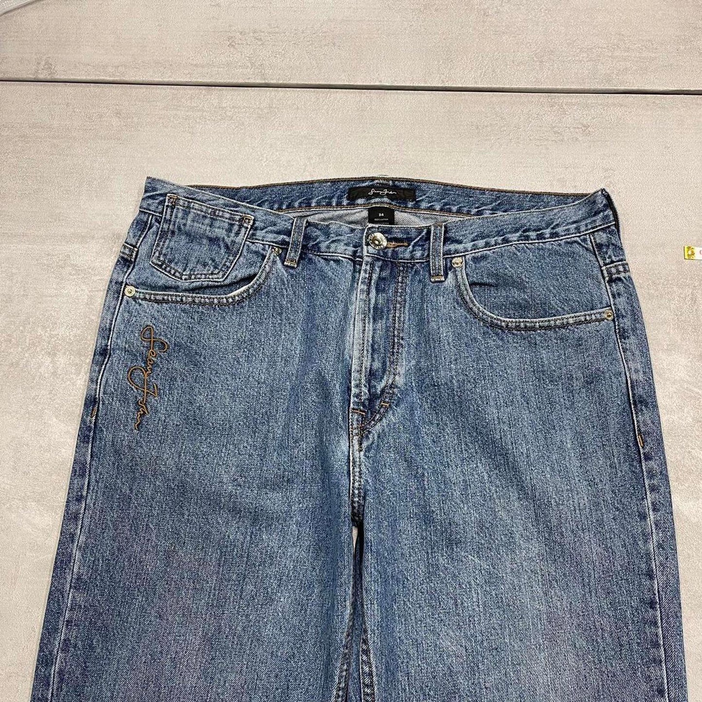 Blue embroidered Sean John jeans W36 L33 loose denim Y2K skater style jeans