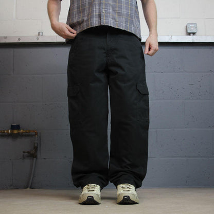 Wrangler chino cargo pants y2k W34L32 black Loose leg skater workwear pants