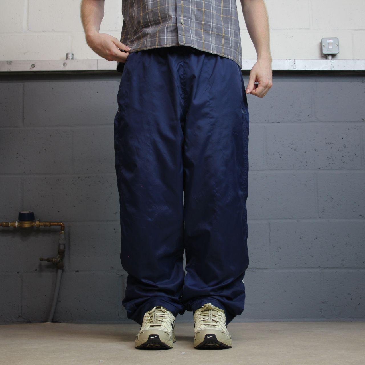 Y2K baggy Adidas tracksuit bottoms navy L y2k embroidered logo lined track pants