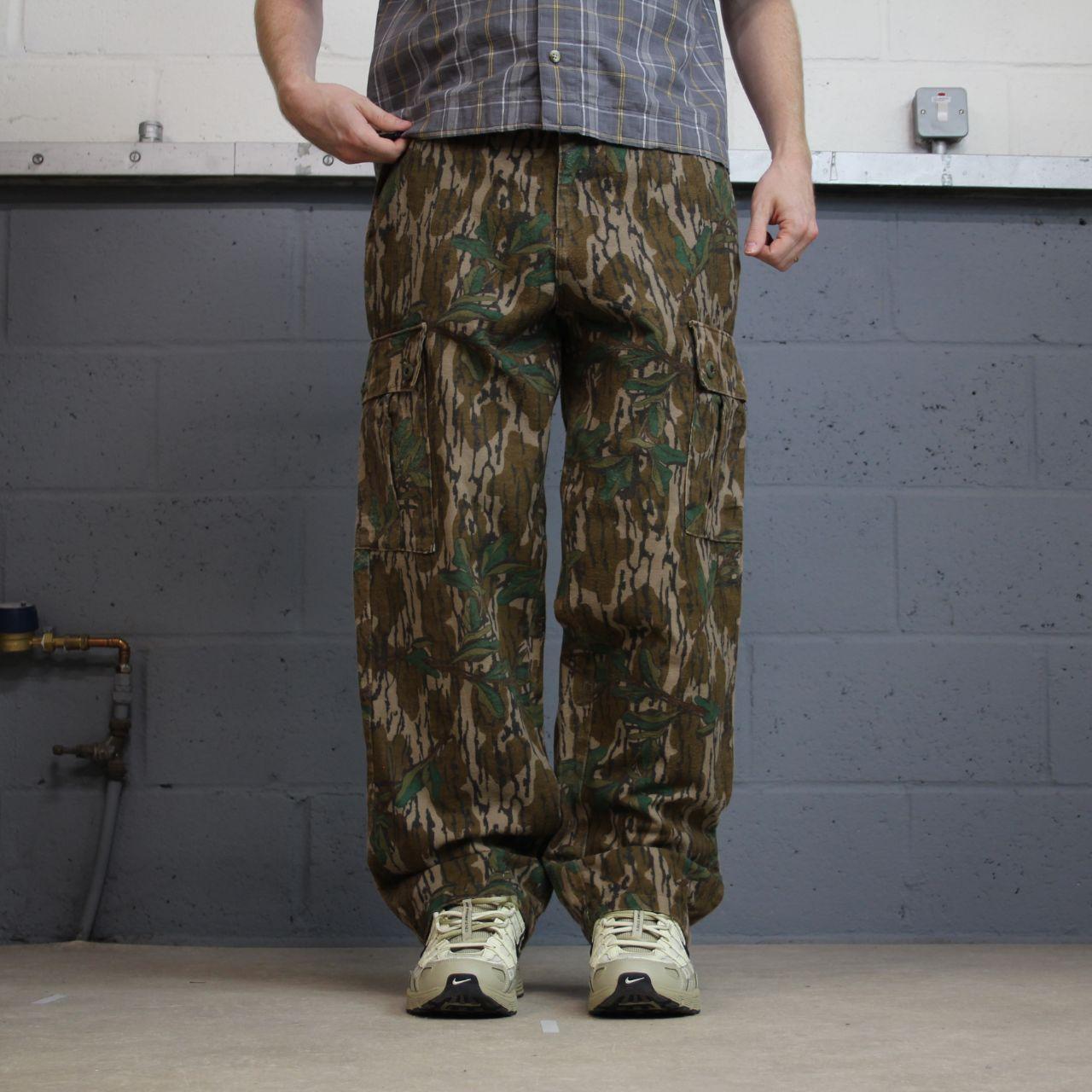 Vintage baggy realtree style camo cargo pants Y2K brown 100% cotton thick fleece tree camouflage