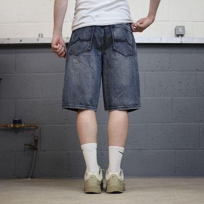 Y2K denim shorts washed blue Urban Pipeline loose skater style surf jorts