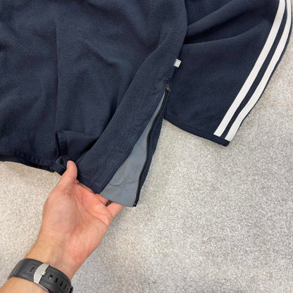 Navy Adidas technical fleece Large 1/4 zip pull over y2k autumn style lightweight zip up striped