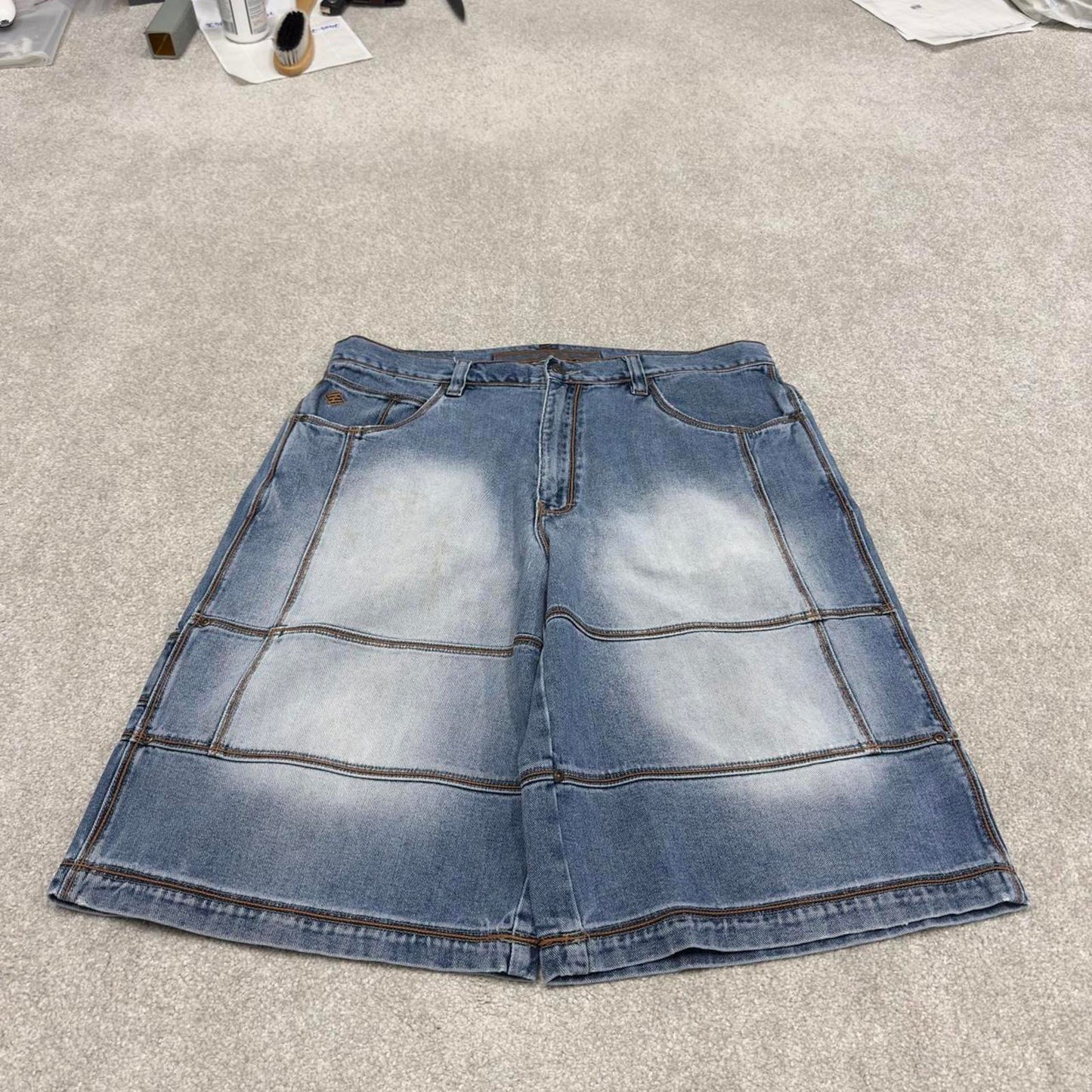 Y2k baggy Enyce carpenter shorts skater style blue Loose wide leg summer festival shorts