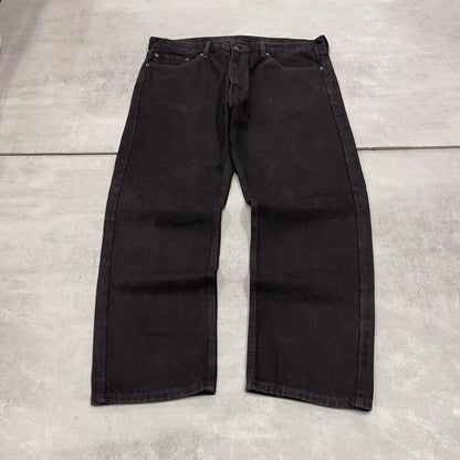 Black Levi's 505 jeans W40L29 thick denim 90s style skater pants 5 pocket red tab logo