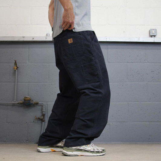 Baggy Carhartt carpenter jeans W36L32 navy loose 90s skater style canvas workwear cargos