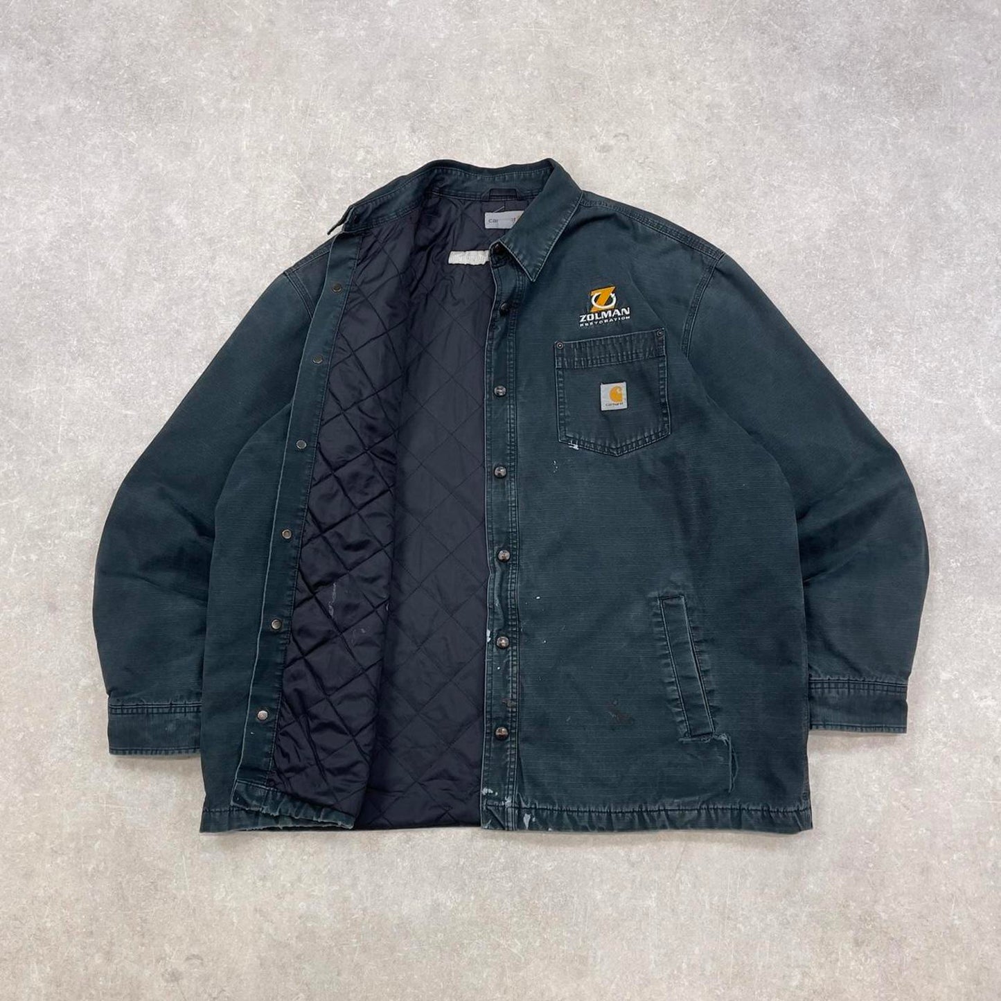 Black Carhartt shirt jacket XL padded quilt lined overshirt shacket American USA