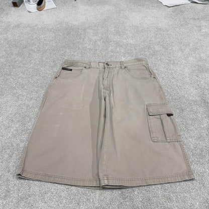 Y2k baggy FUBU carpenter shorts skater style beige Loose wide leg cargo summer festival shorts