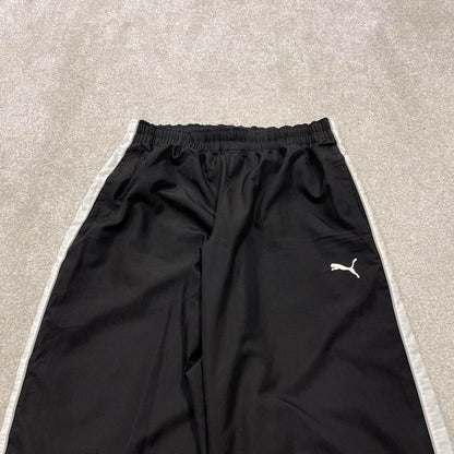 Vintage Y2K baggy Puma tracksuit bottoms wide leg black Lined embroidered loose track pants