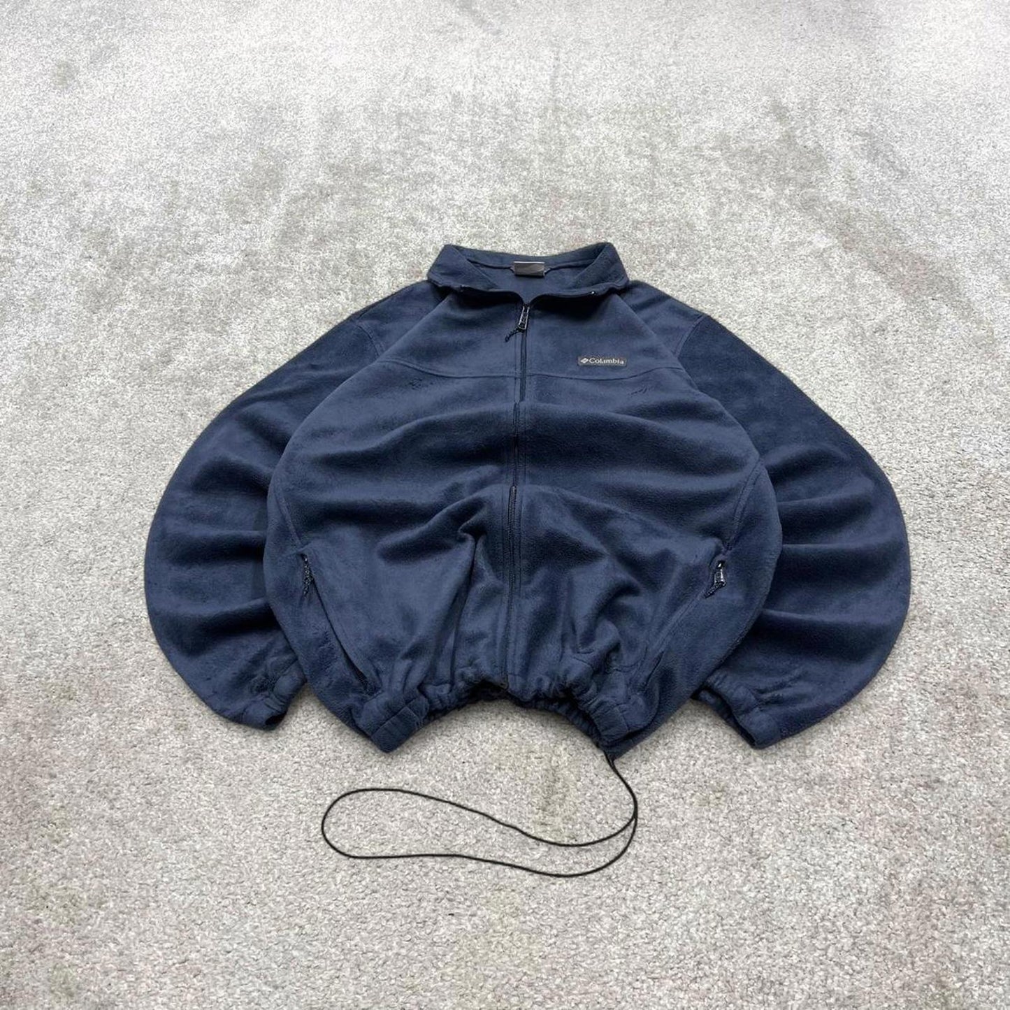 Y2k Columbia technical fleece XLT men's Navy 00s style full zip up autumn adjustable waist tech