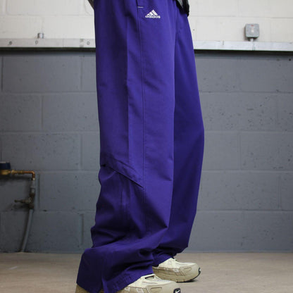 Baggy Y2K Adidas tracksuit bottoms purple large wide leg lined side embroidered logo track pants
