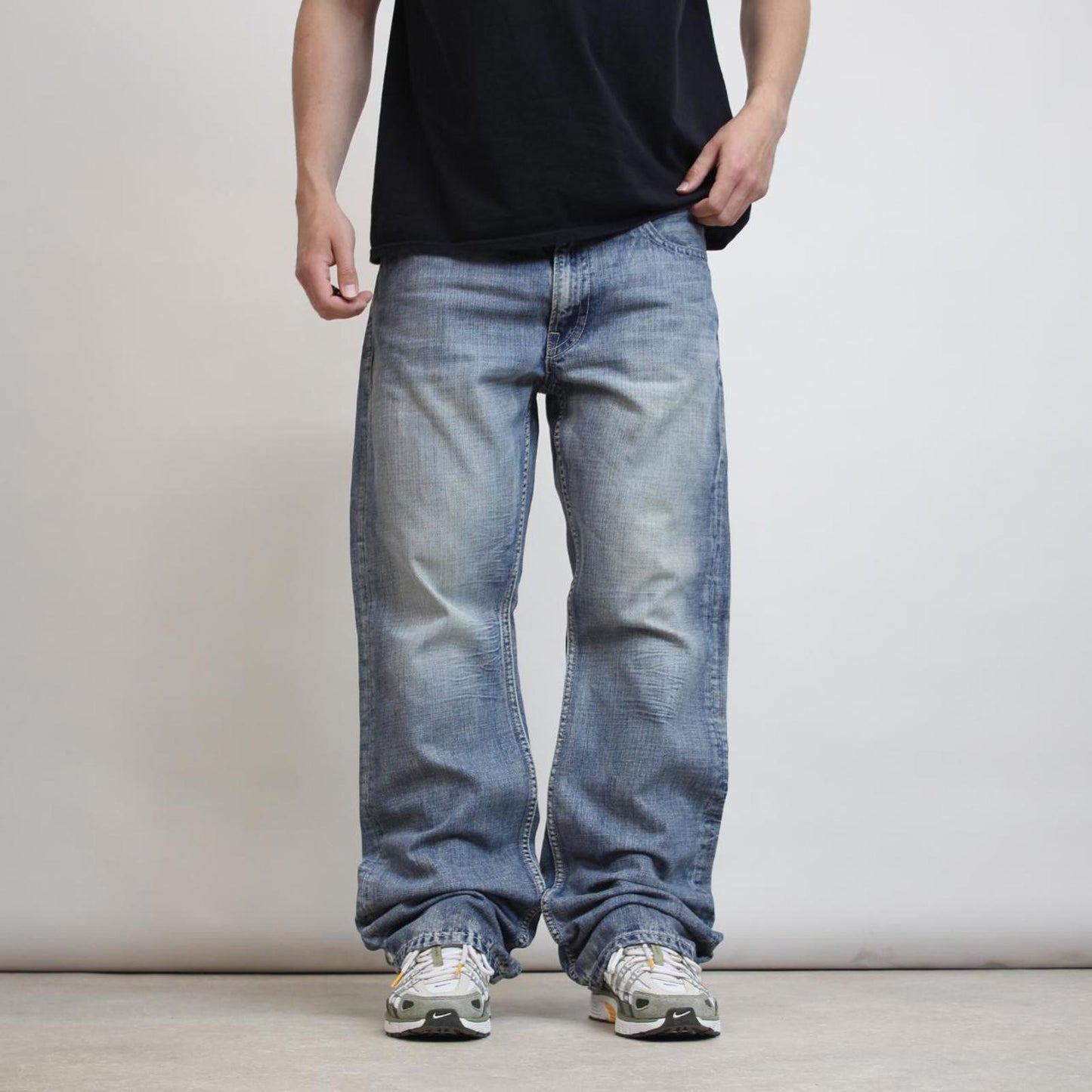 Mens Loose Express jeans W38 L34 blue bootcut Y2K style hip hop