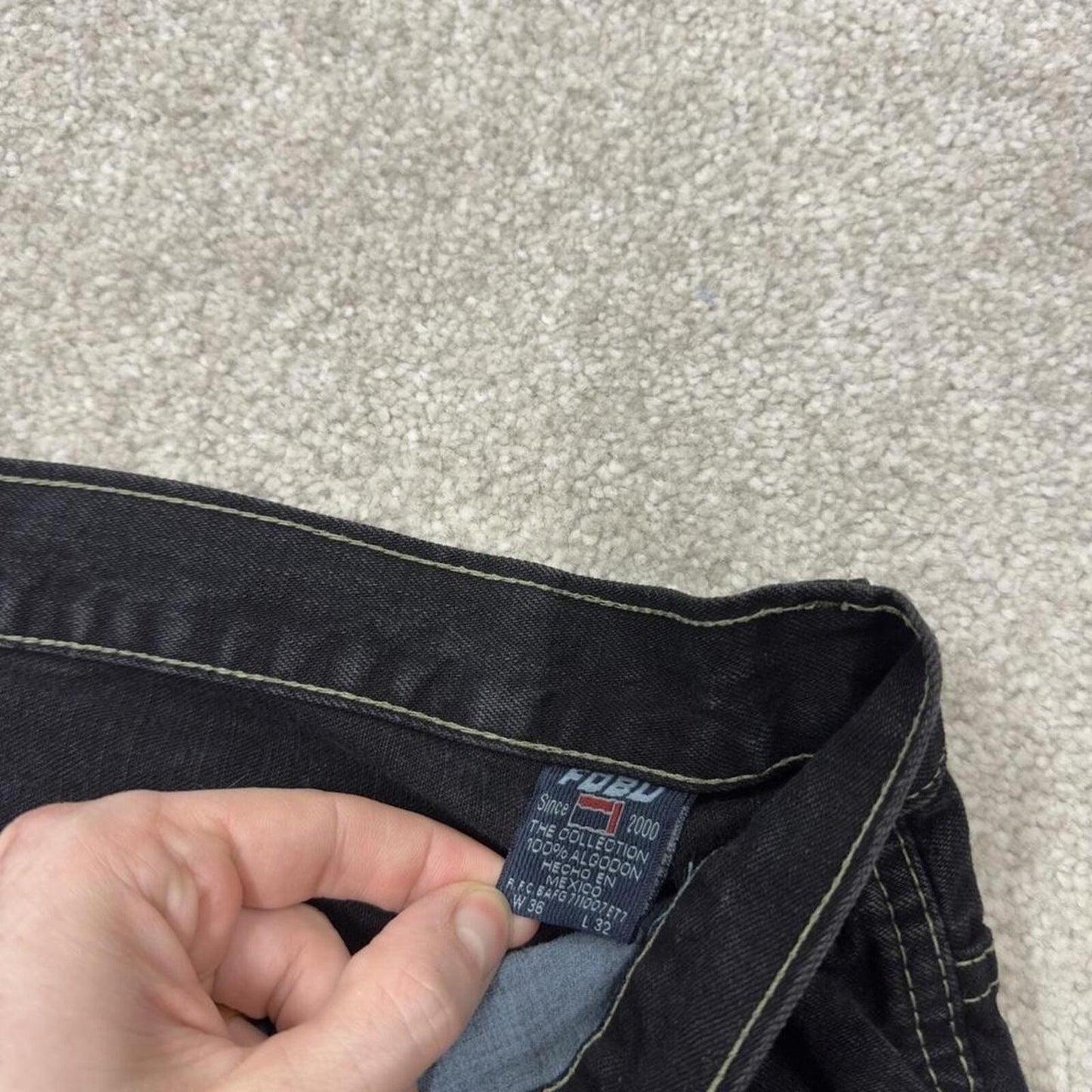 Baggy extra long denim shorts y2k cargo black FOBU wide leg skater style brand surf jorts