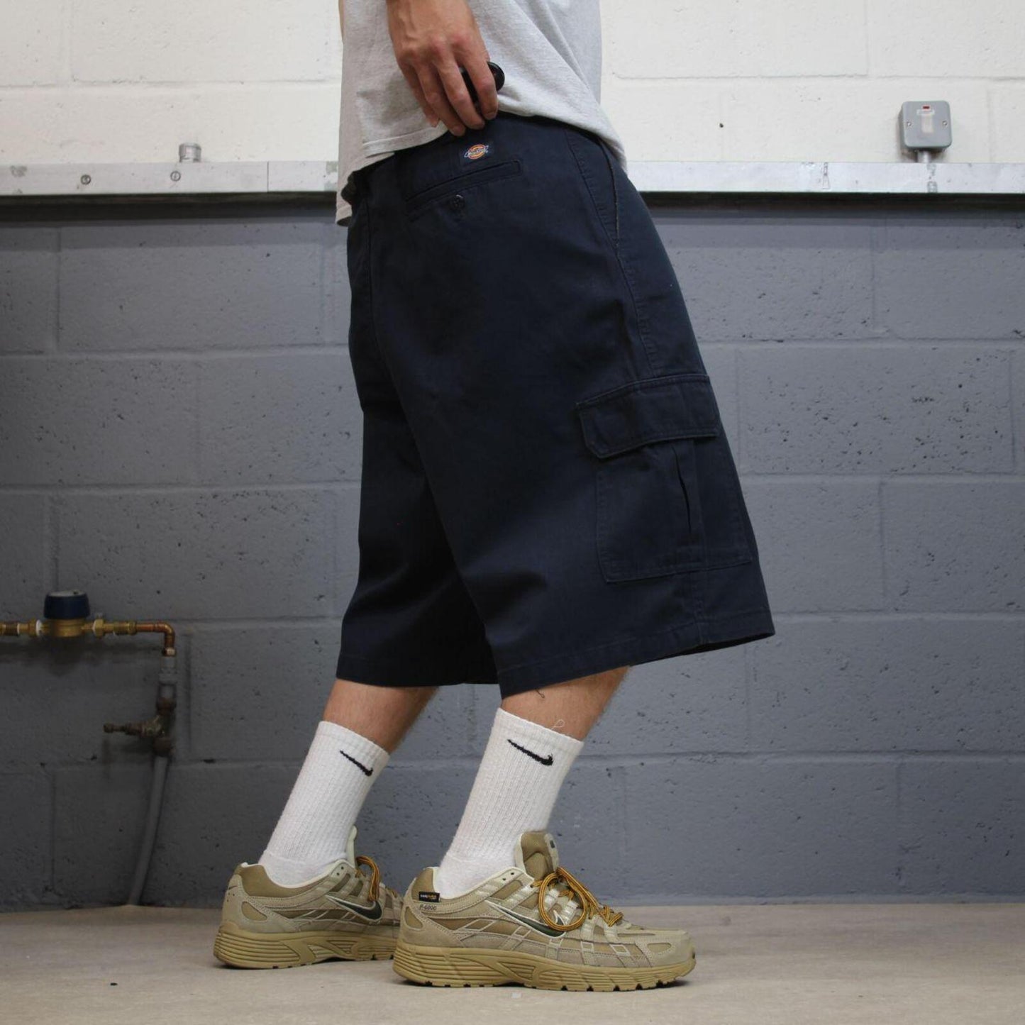 Dickies baggy cargo shorts chino navy Chino style skater shorts long wide leg festival