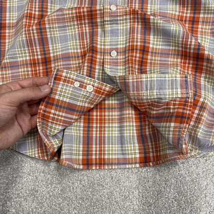 Chaps Ralph Lauren boxy checkered shirt short sleeve orange Surf style check shirt summer festival
