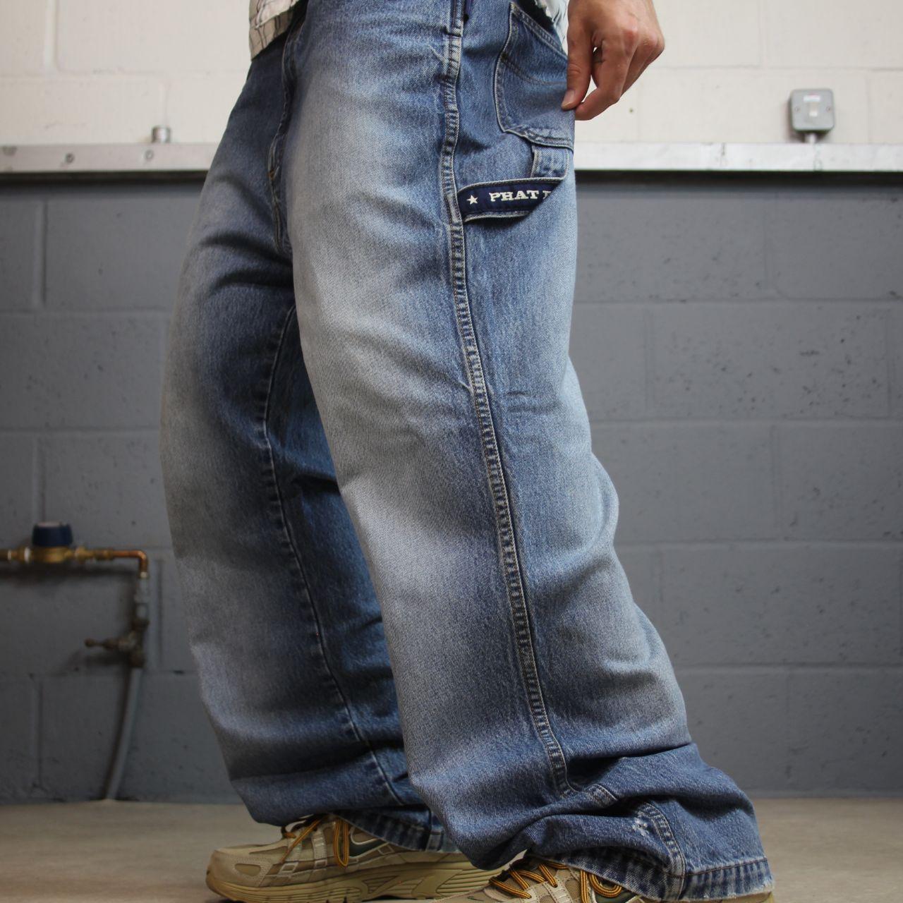 Y2K Phat Farm carpenter jeans W36L32 loose blue Thick heavy denim skate style hip hop pants