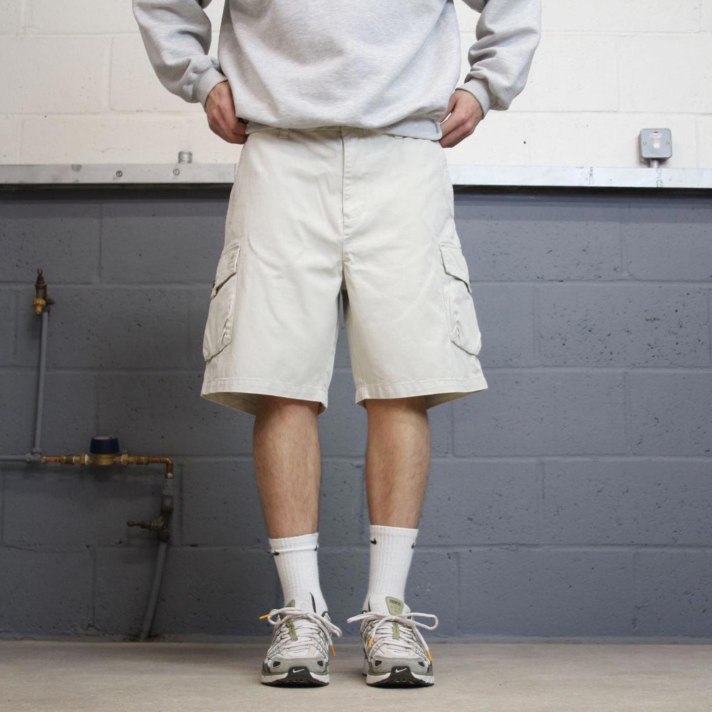 Y2K baggy IZOD cargo skater shorts white Loose chino utility summer festival shorts