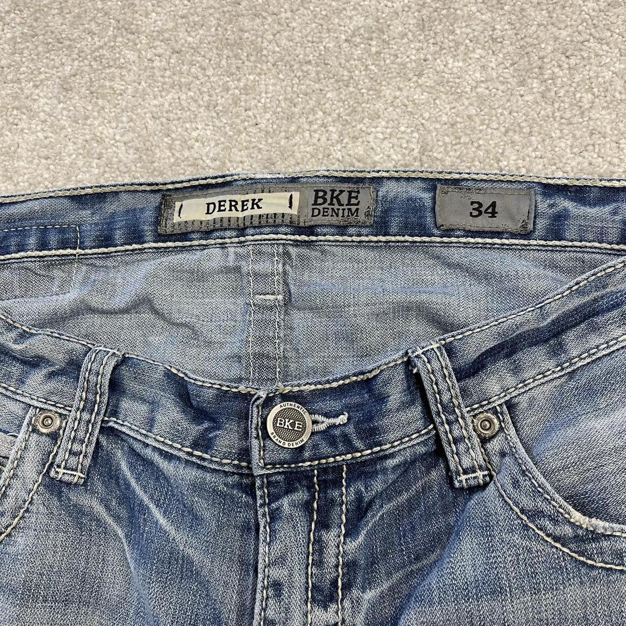 Baggy denim shorts y2k embroidered blue BKE Derek ripped style surf jorts
