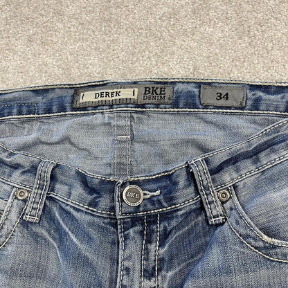 Baggy denim shorts y2k embroidered blue BKE Derek ripped style surf jorts