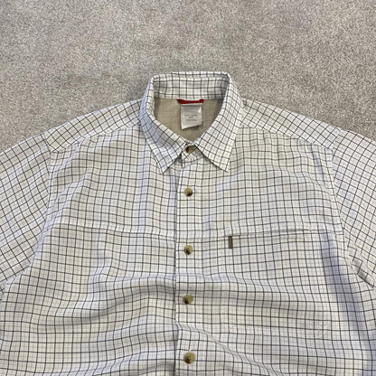 North Face checkered boxy short sleeve shirt white TNF Festival style boxy surf check shirt