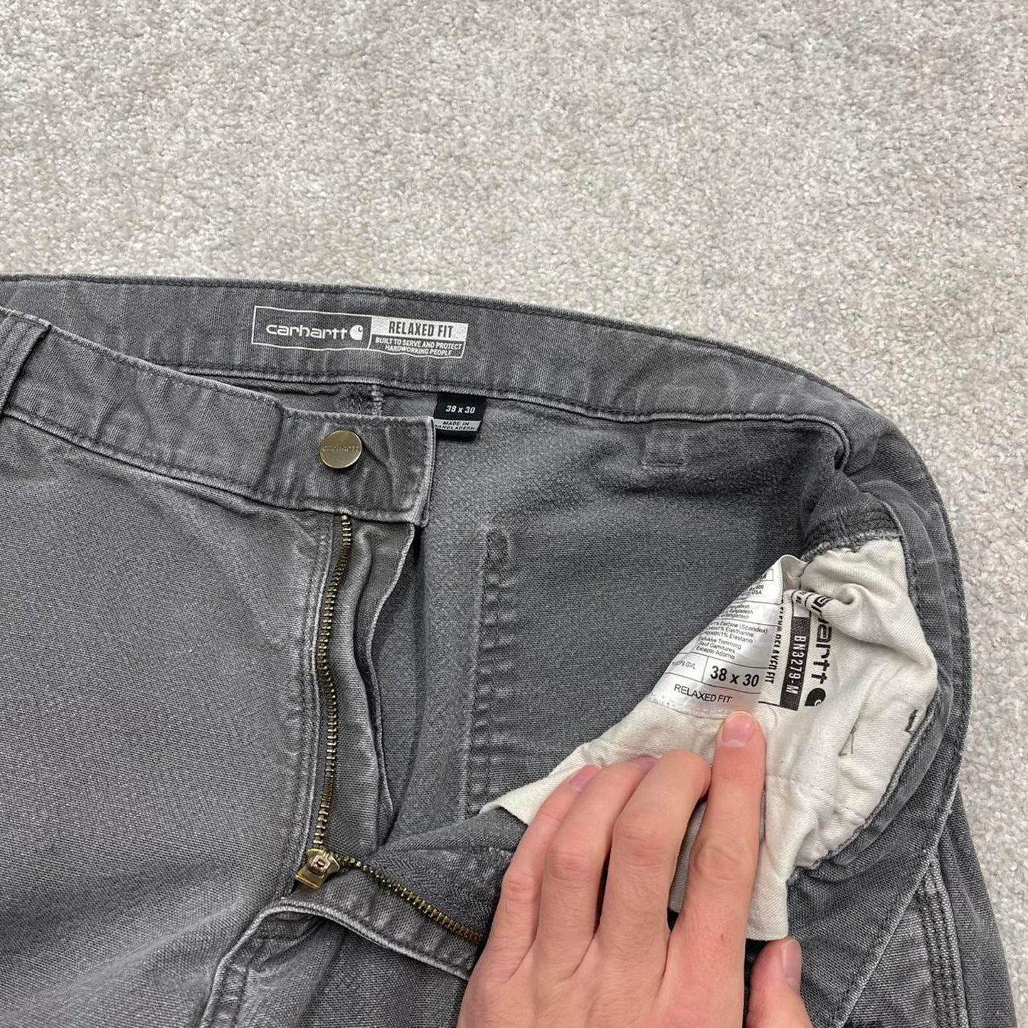 00s Carhartt carpenter jeans workwear W38L30 grey canvas 90s skater style loose cargo pants