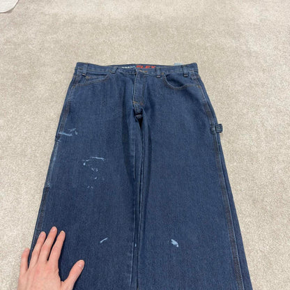 Y2K 00s Dickies carpenter jeans blue Denim flex workwear skater style cargos utility