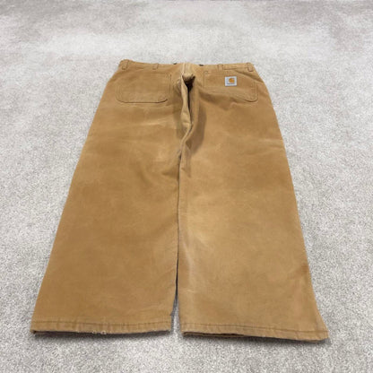 Baggy Carhartt quilt lined jeans tan brown W40L30 vintage 90s skater style canvas cargos