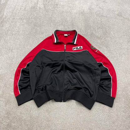 Y2k 00s Fila track jacket XL mens red black Italia sports full zip track suit top embroidered sporty