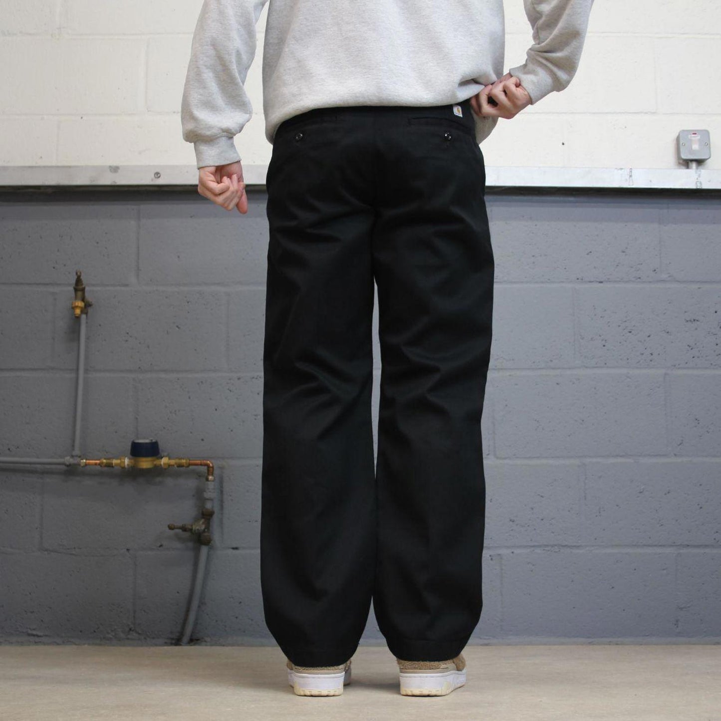Y2K carhartt twill chino pants black Straight leg chino skate style workwear pants