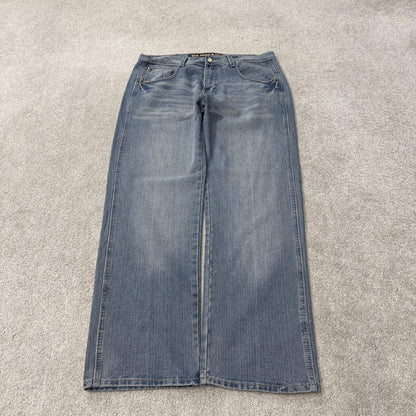 5ive Jungle Y2K embroidered jeans W38L32 blue 90s hip hop style jeans big stitch design 5 pocket