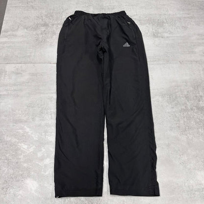 Black Adidas Trackies L y2k loose floaty leg fleece lined joggers