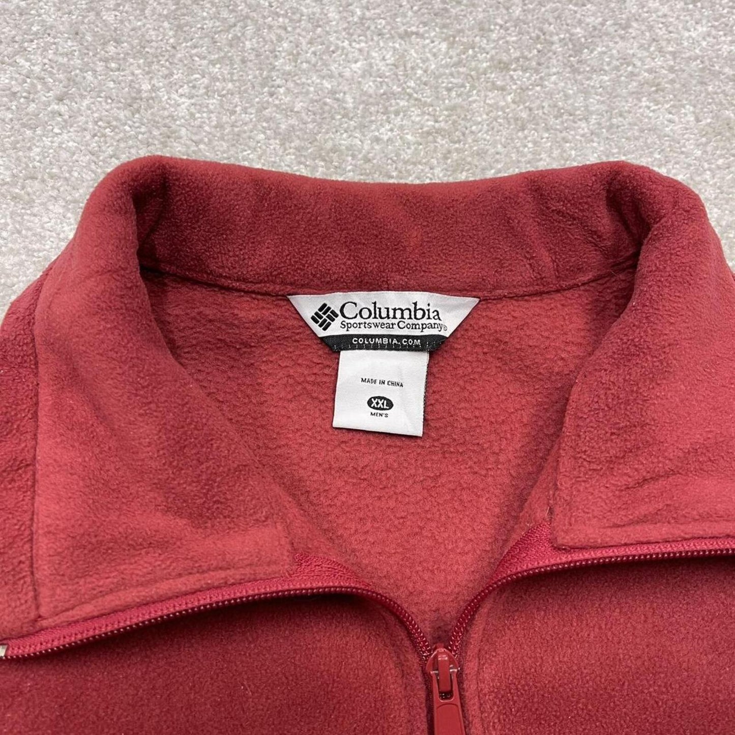 Y2K Columbia technical fleece red XXL Full zip up boxy fit fleece adjustable toggle waist