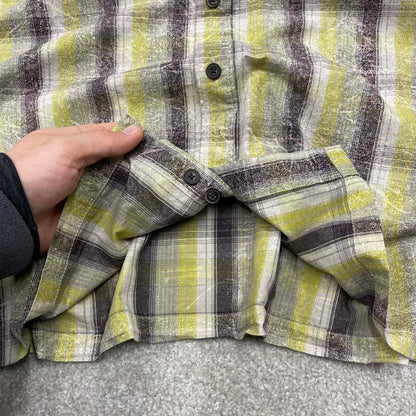 Y2K boxy fit checkered shirt short sleeve green Columbia surf style check shirt summer festival