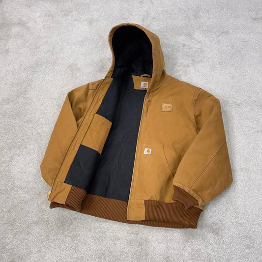 Vintage Carhartt hooded active jacket XL Hamilton Brown canvas bomber