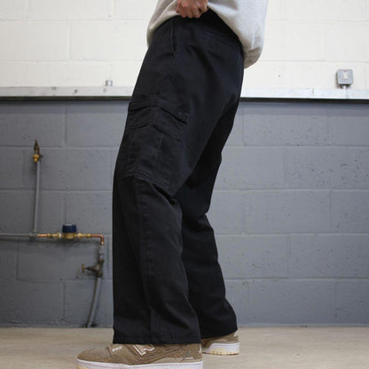 90s Dickies cargo trousers loose W36L28 black wide leg cargo skater twill chino style pants