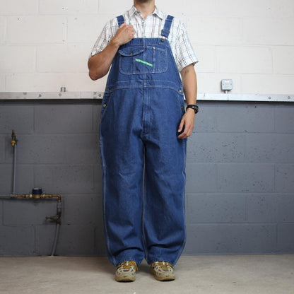 Vintage y2k denim dungarees loose fit blue Key workwear bib & brace overalls utility