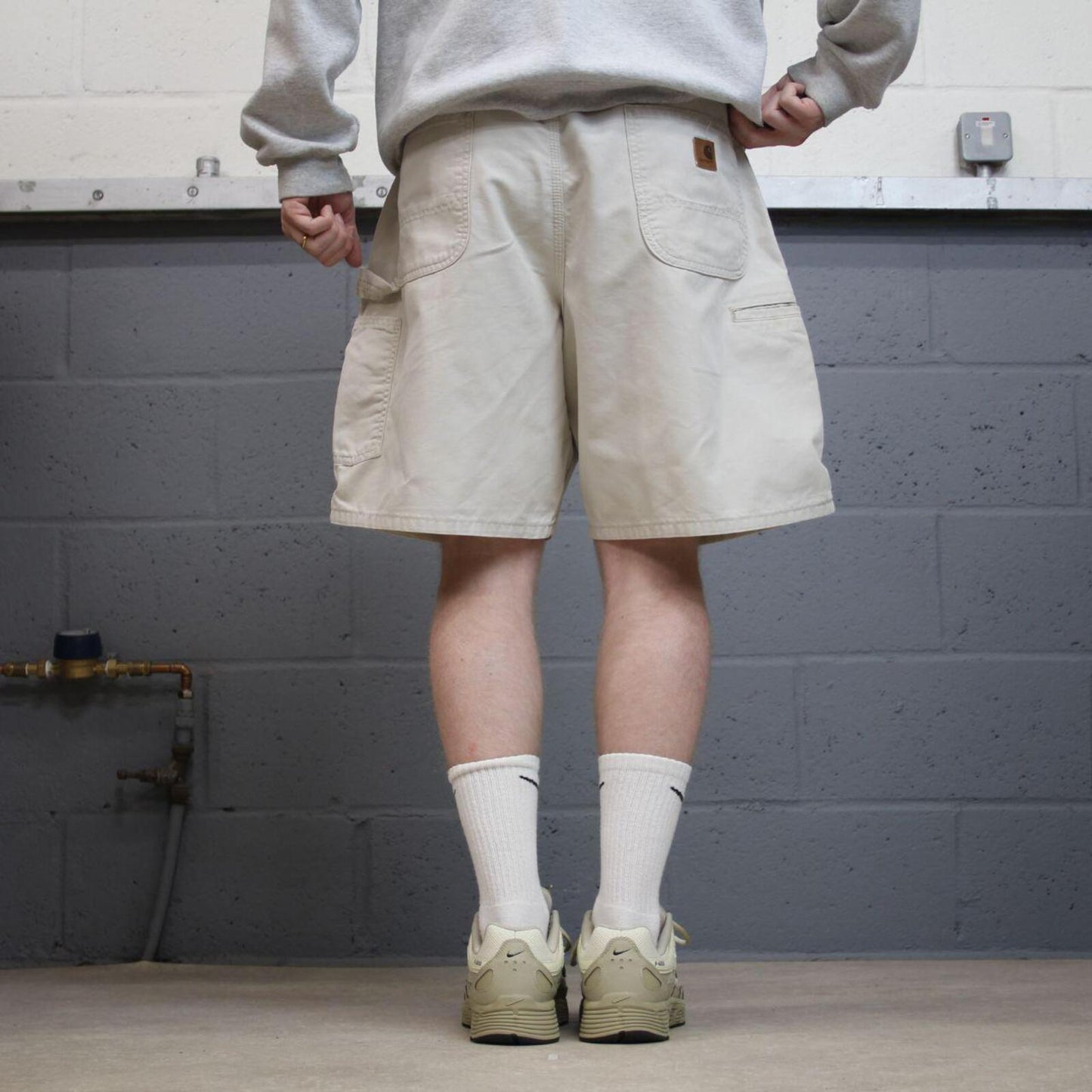 Carhartt carpenter shorts loose workwear beige Canvasy original fit skate style shorts