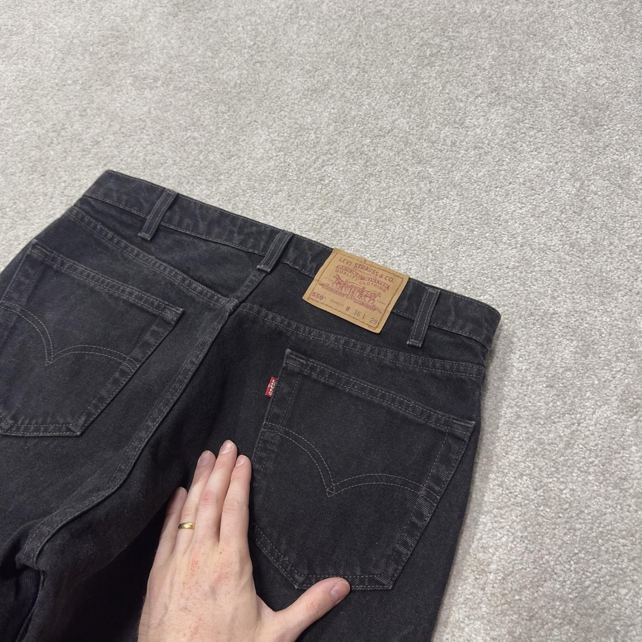 Levi’s 550 relaxed jeans y2k W34L30 black loose straight leg pants red tab logo