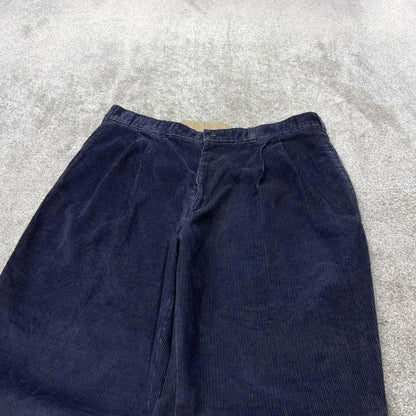 Navy Savane baggy corduroy pants W38L32 loose wide wale jumbo cord trousers 90s skater style
