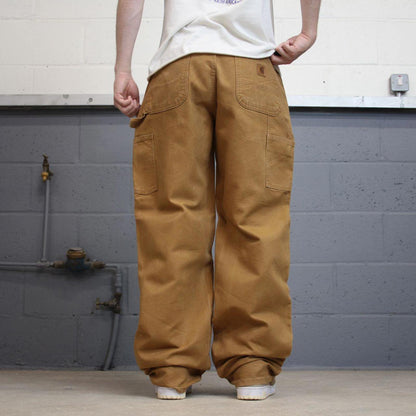 Baggy Carhartt carpenter jeans W34 L34 tan 90s style skater cargos