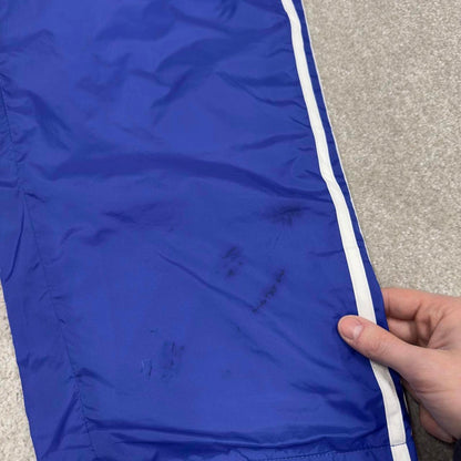Vintage Y2K baggy Adidas tracksuit bottoms blue Wide-leg embroidered lined leg popper track pants