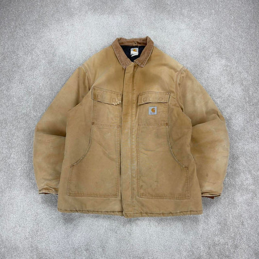 Hamilton brown Carhartt jacket XL - canvas arctic quilt lined chore coat collar