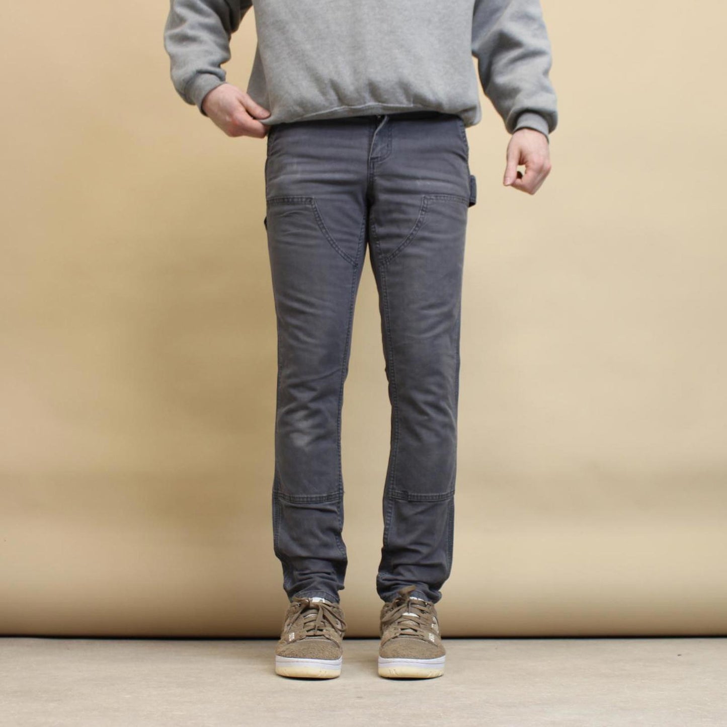 Grey Carhartt carpenter pants size 6 W30L30 slim fit cargos patch logo