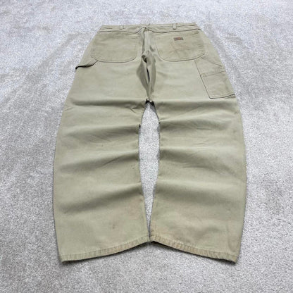 Beige Dickies carpenter jeans W33L32 loose baggy canvas cargo 90s skate style pants