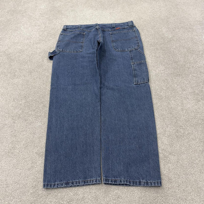 Wrangler carpenter jeans y2k blue denim Loose straight leg skater 2000s style cargo pants
