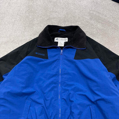 00s Columbia technical windbreaker jacket L blue men's y2k style fleece lined adjustable autumn