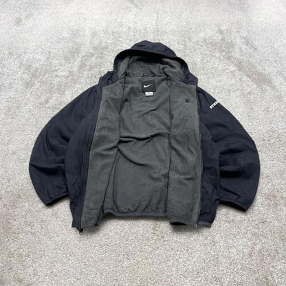 00s Nike technical windbreaker jacket XL men's black y2k hooded full zip up coat technical