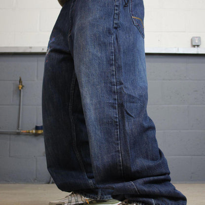 Y2K baggy skate jeans wide leg blue Loose G Unit denim skater style pants