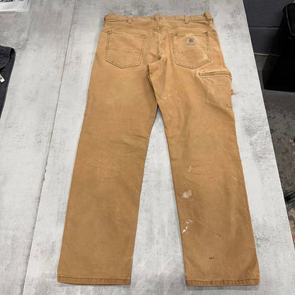 Tan Carhartt carpenter trousers W36L30 relaxed fit cargos patch logo